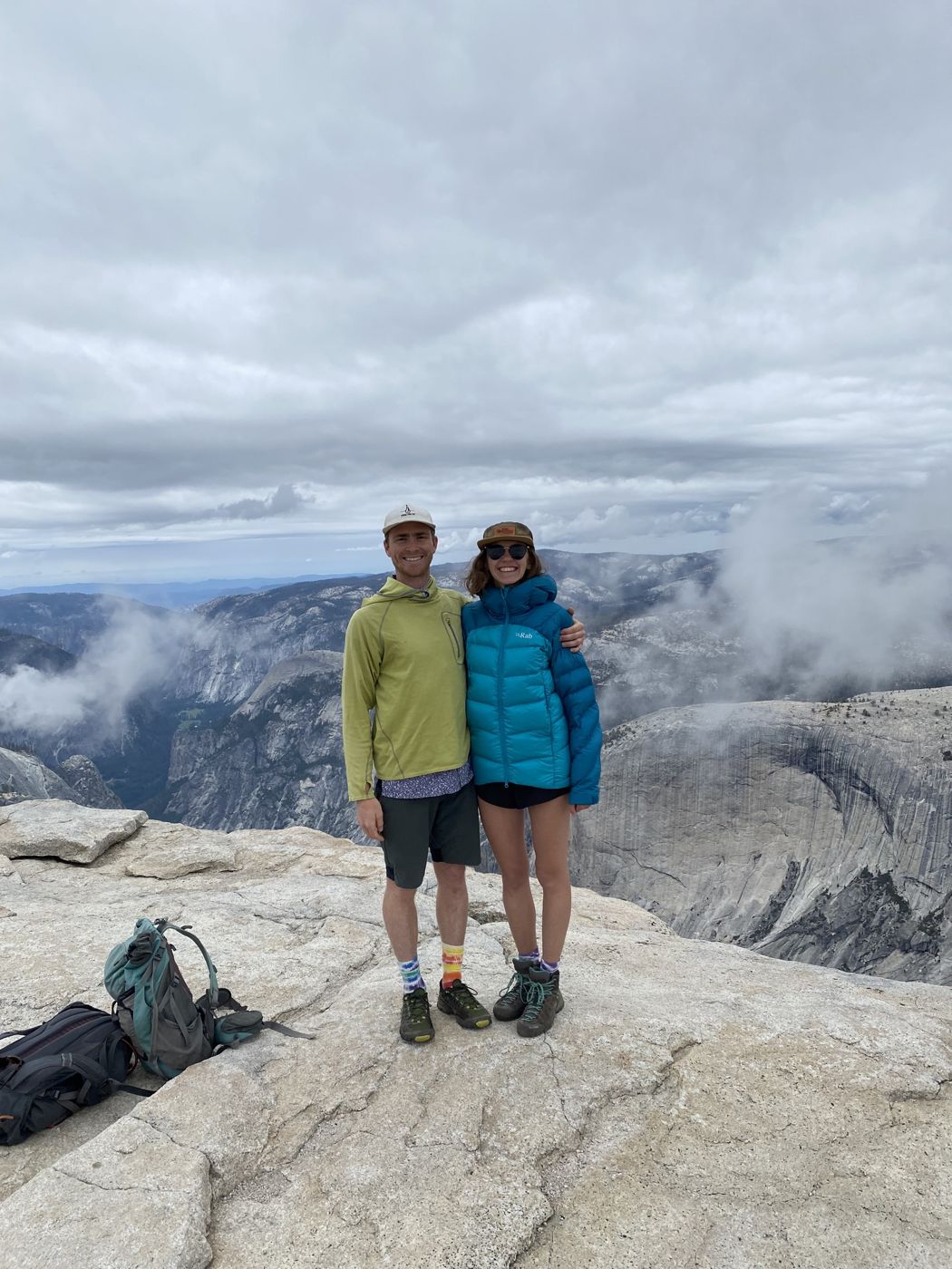 Jack and Danika on a granite ledge above the valley